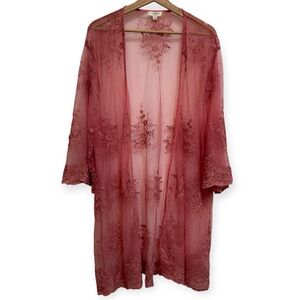 Umgee Floral Lace Boho Kimono Cardigan